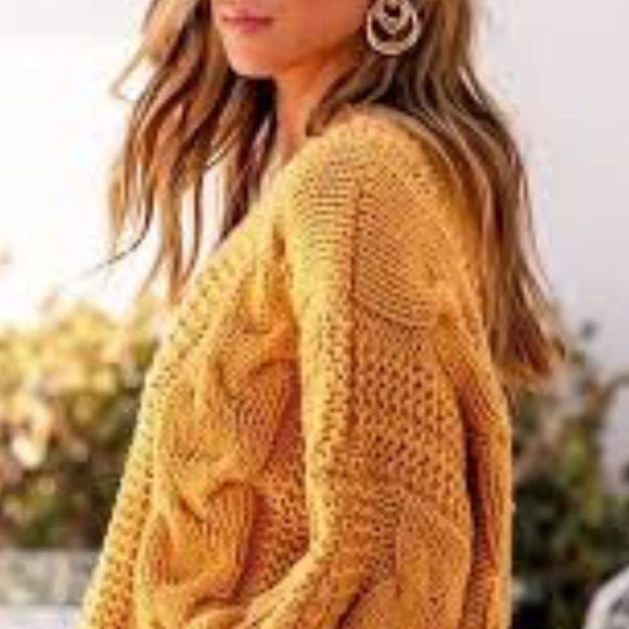 Vici Sweaters - Oversized Jumper Chunky Knit Marigold Yellow Sweater 70’s style VICI SZ Medium